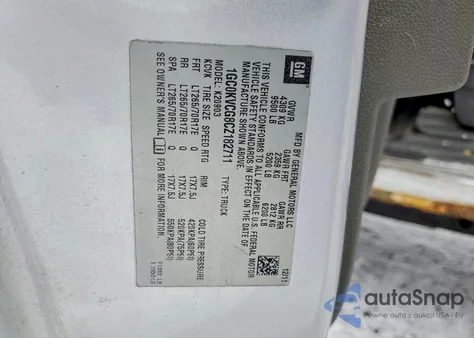 2012 Chevrolet Silverado K2500 Heavy Duty z USA, uszkodzony, nr VIN 1GC0KVCG8CZ182711